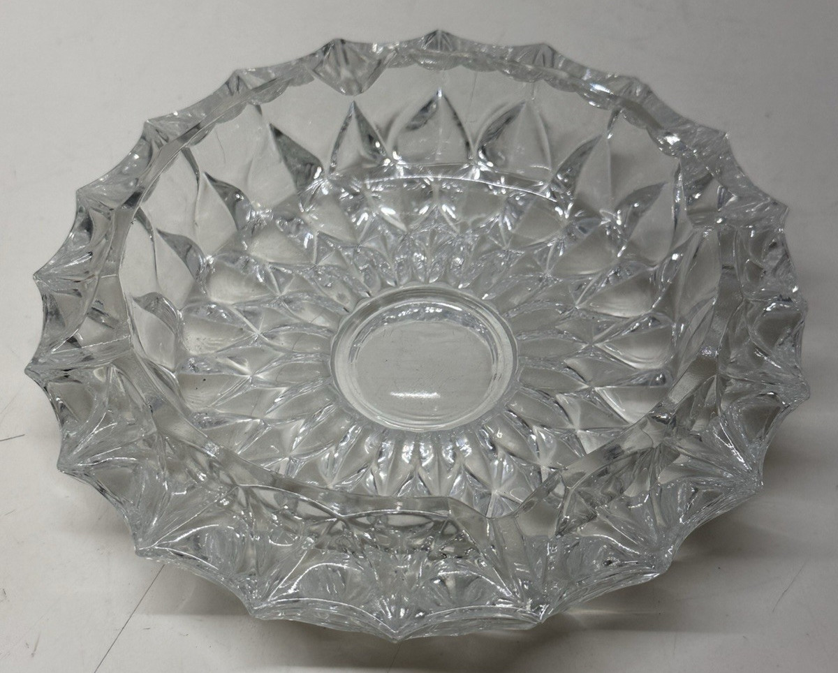 Vintage Rossini Crystal Cut Ashtray  7" x 2"  Made in West Germany Heavy Glass