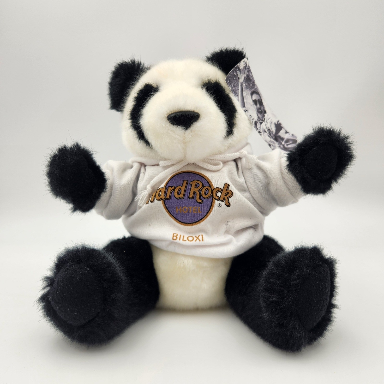 VTG Hard Rock Hotel Biloxi Panda Hoodie Bear Plush 2017 Black White New W/ Tags