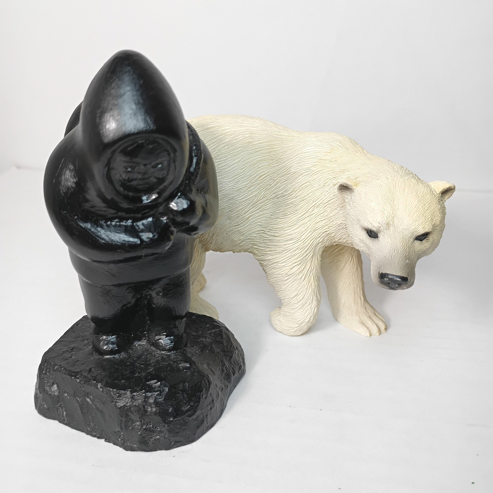 Vintage Boma Canada Inuit Eskimo Seal Hunter & Polar Bear Figurine Art Sculpture Vintage Boma Canada Inuit Eskimo Seal Hunter & Polar Bear Figurine Art Sculpture