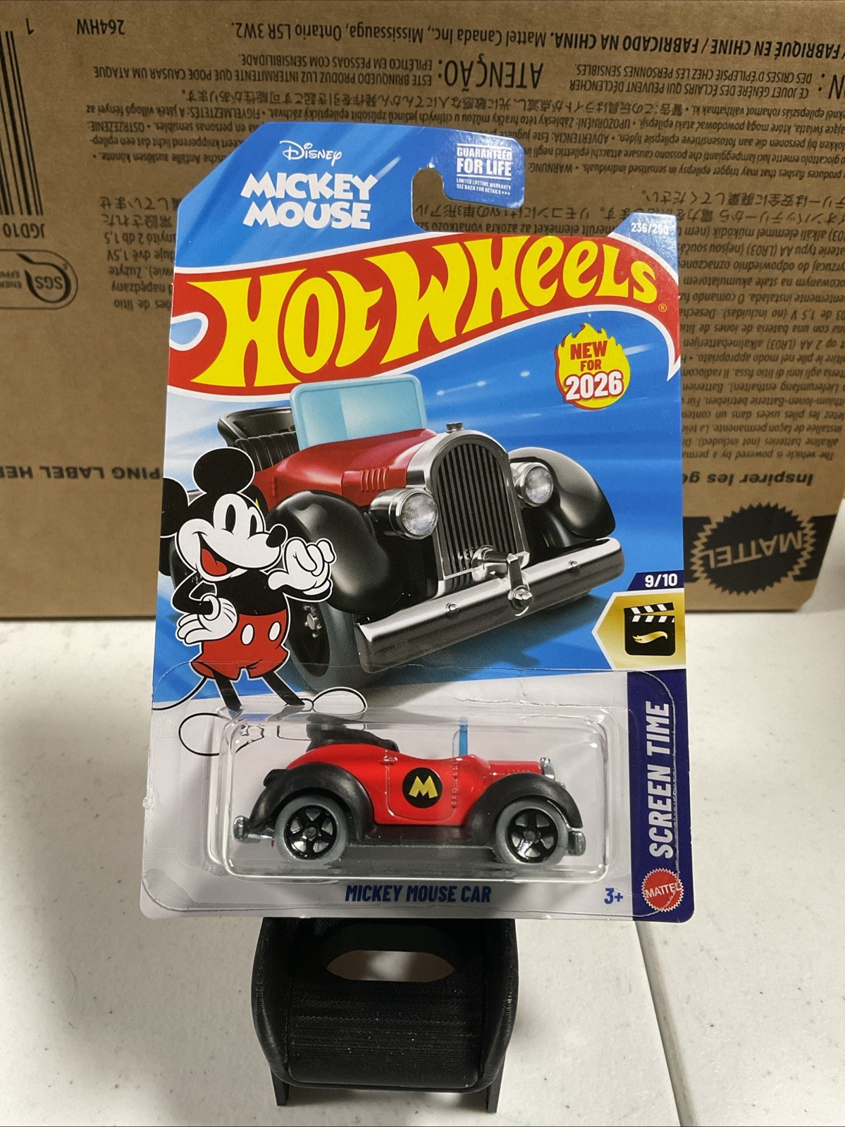 2026 Hot Wheels Disney Mickey Mouse Car  Red & Black 9/10 Screen Time