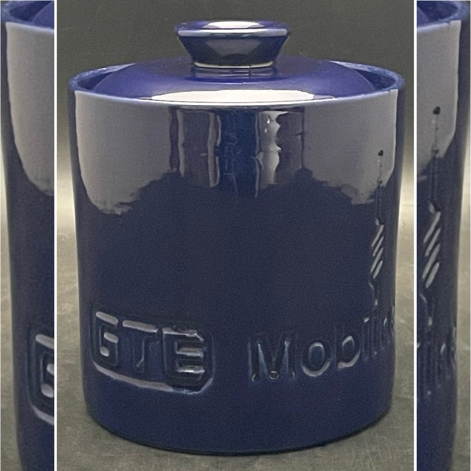 Heath Ceramics for GTE Mobilnet Cobalt Blue Apothecary Canister 1991 USA 5.75"t