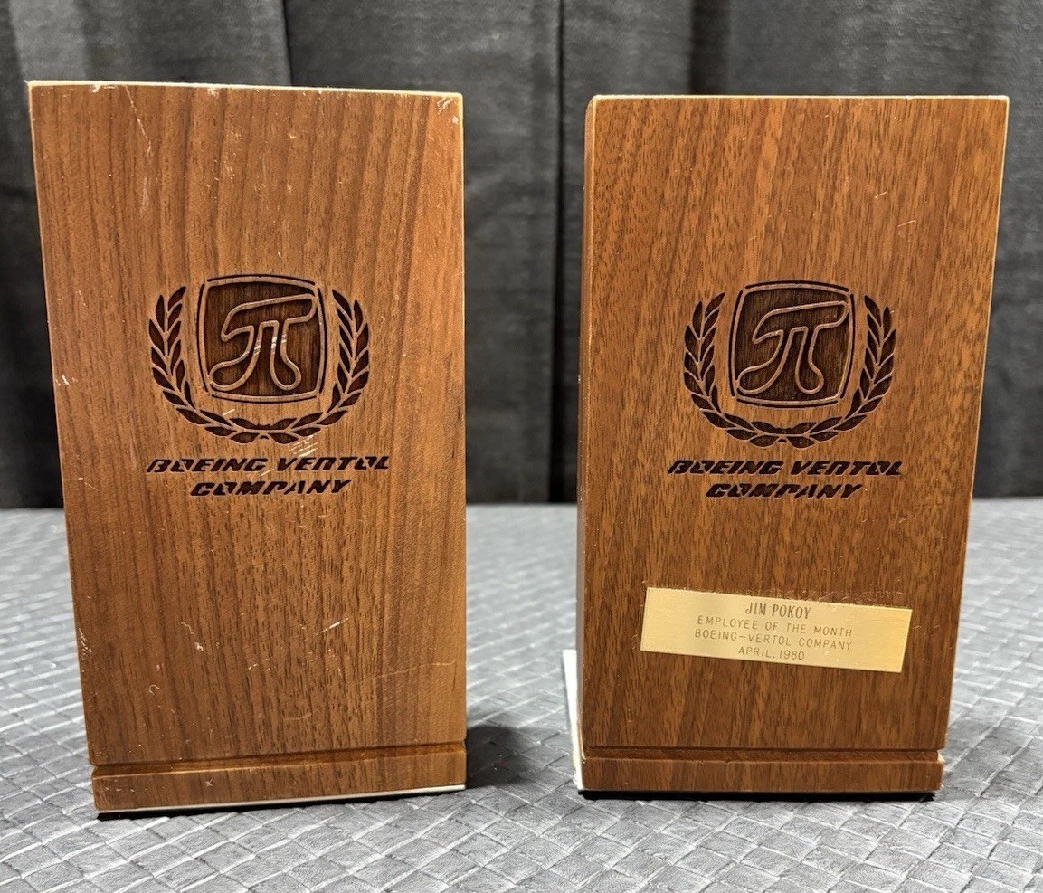 RARE - Vintage Boeing Vertol Bookends. Employee Award. 1980. Pre Name Change RARE - Vintage Boeing Vertol Bookends. Employee Award. 1980. Pre Name Change