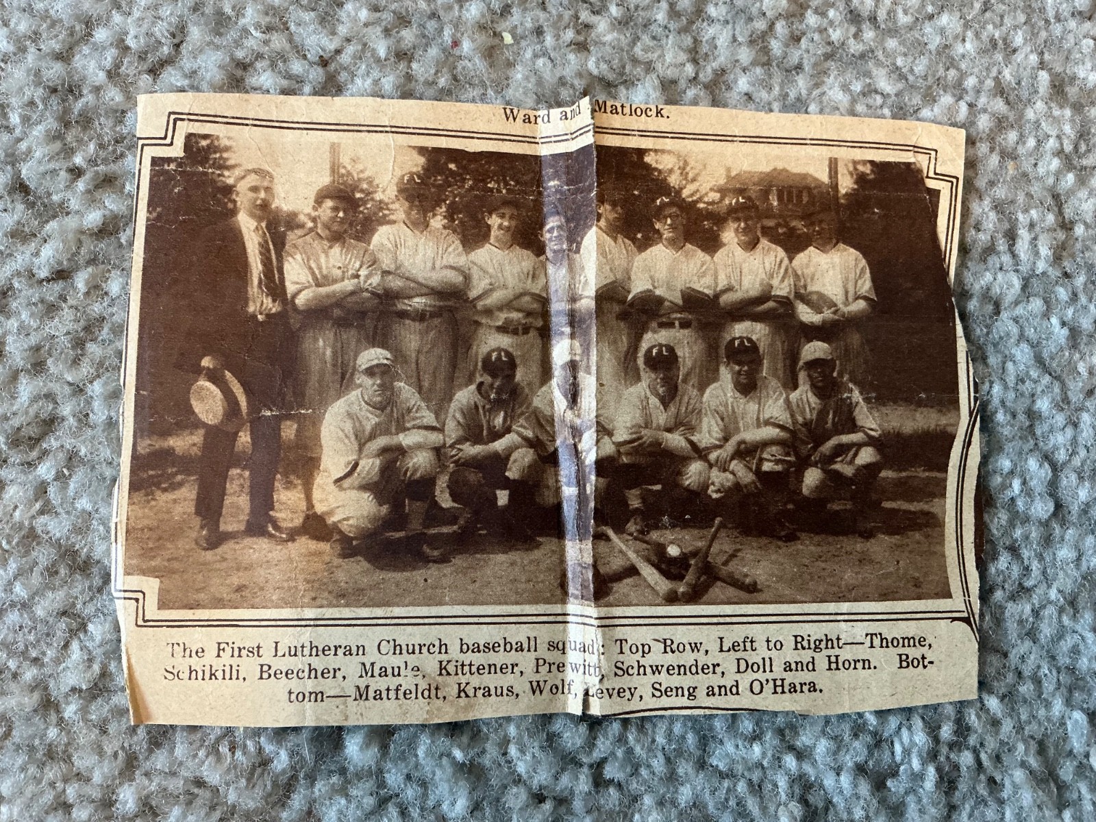 Circa 1910s Newspaper Clipping Photo of The First Lutheran Church Baseball Squad Circa 1910s Newspaper Clipping Photo of The First Lutheran Church Baseball Squad