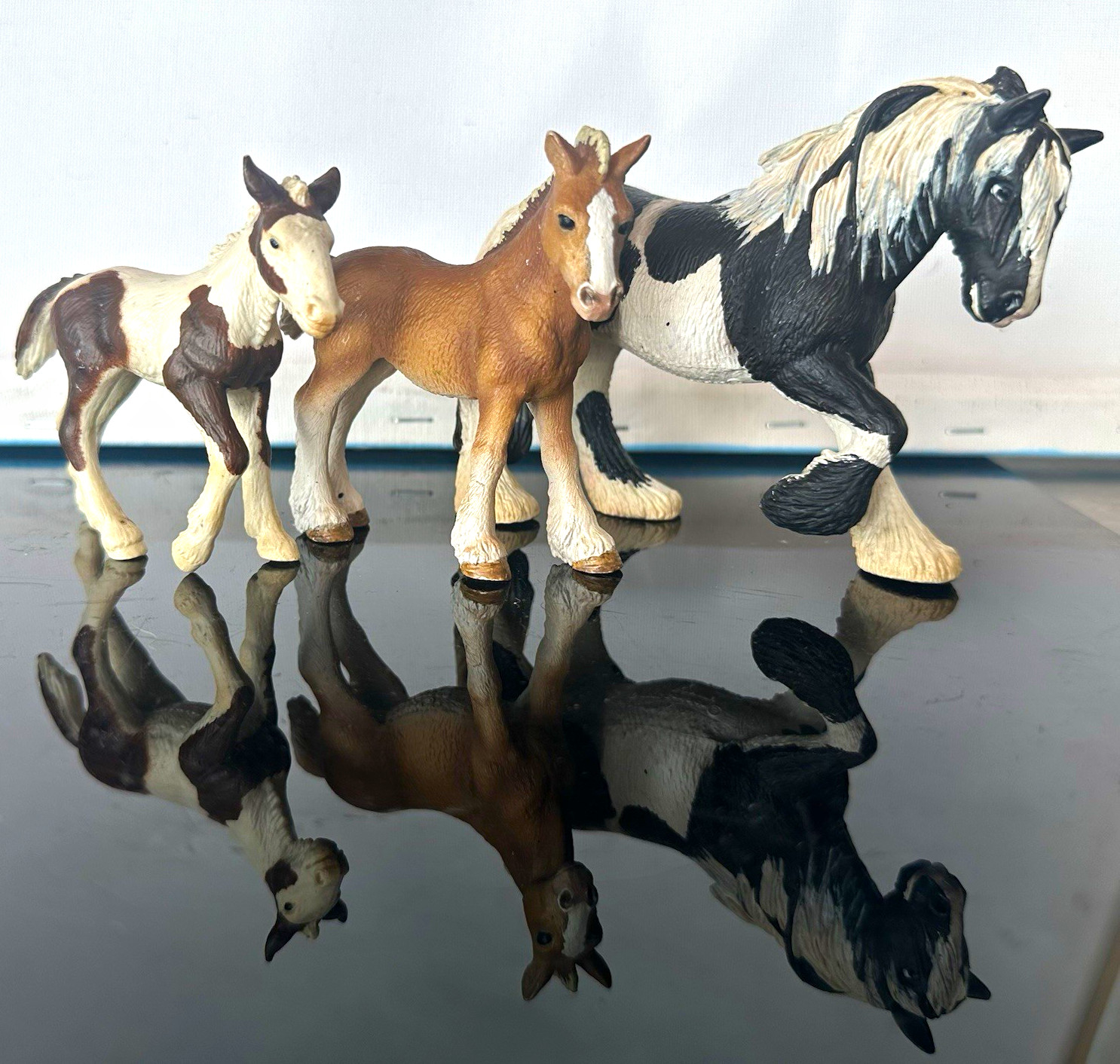 Vintage Pinto tinker 2003 schleich horses set of 3 mare and clydesdale foals
