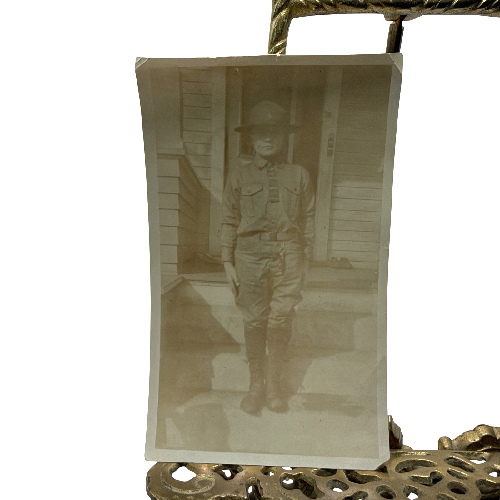 Antique 1910s Military Uniform Boy Porch Portrait Photo 3.5x4.5 Gelatin Orig Antique 1910s Military Uniform Boy Porch Portrait Photo 3.5x4.5 Gelatin Orig
