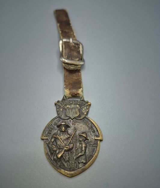 Antique Early Boy Scout Watch Fob Two Scouts The Old The New Pioneer BSA Medal