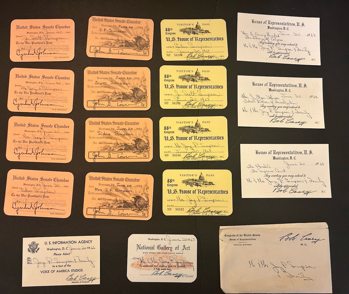 Rare Vintage Lot Senate Chamber Visitors Passes Washington DC LBJ Tower Casey TX Rare Vintage Lot Senate Chamber Visitors Passes Washington DC LBJ Tower Casey TX