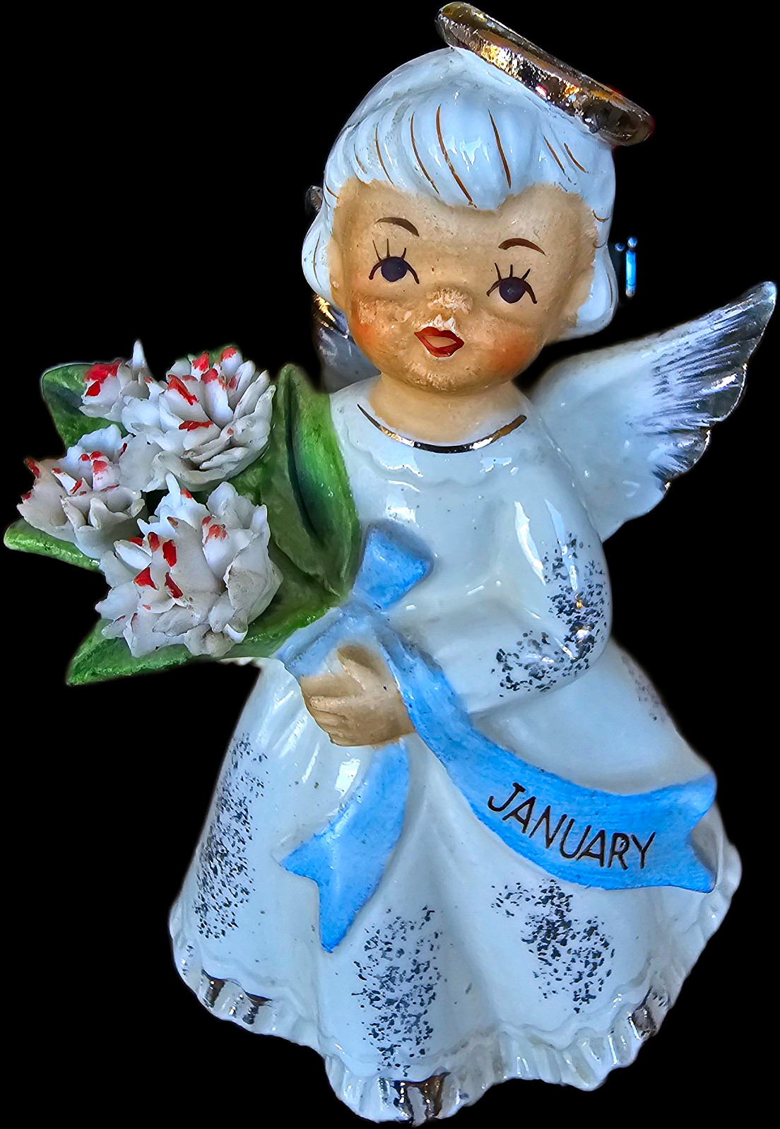 Vintage Kelvin’s January Birthday Angel Figurine C-230 Carnations Japan 1960s Vintage Kelvin’s January Birthday Angel Figurine C-230 Carnations Japan 1960s