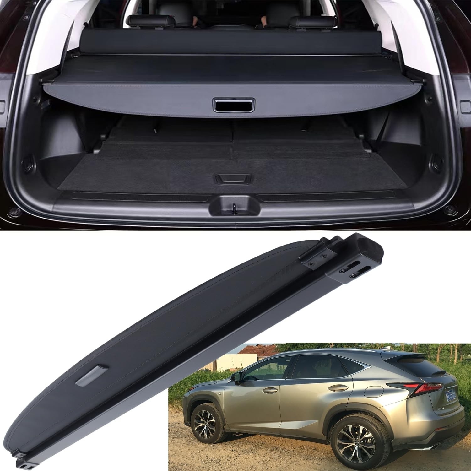 MUCO New Cargo Cover for 2015-2021 Lexus NX200t 300h - Retractable Black Rear...