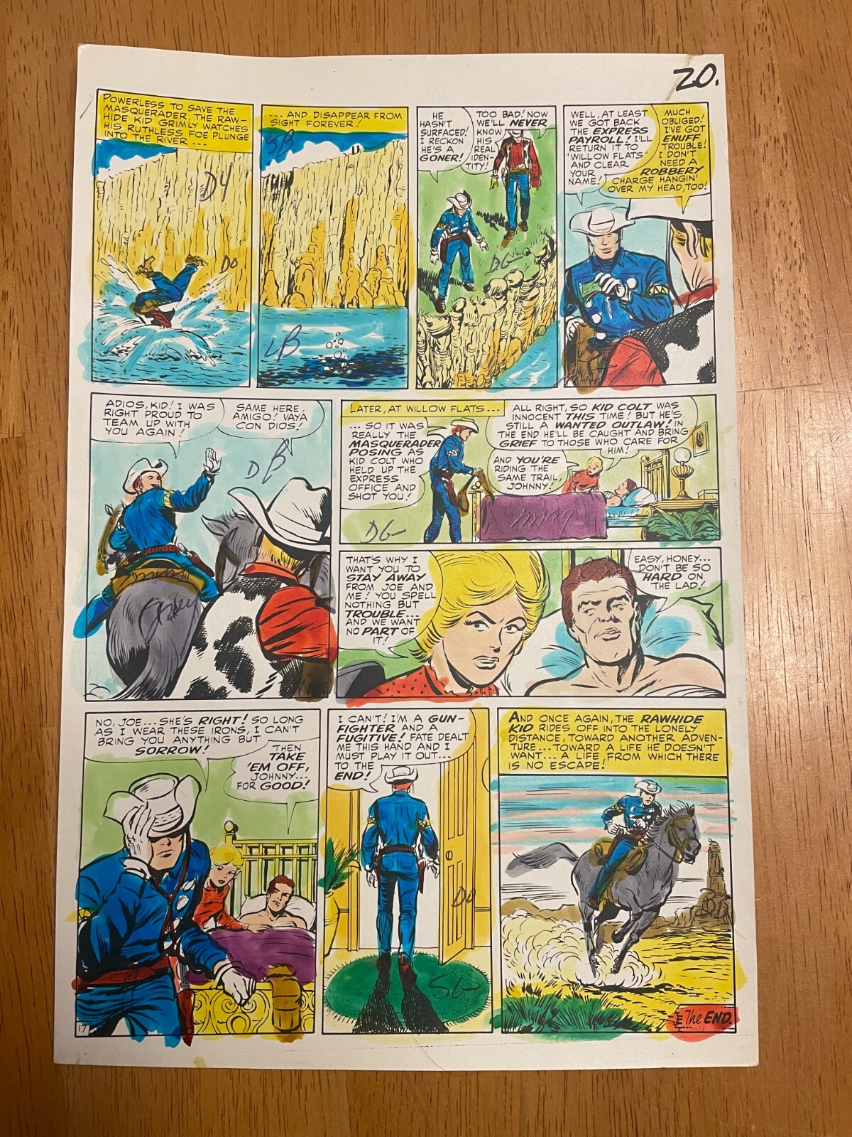 RAWHIDE KID #50 comic art original color guide KID COLT 1966 WESTERN FUGITIVE RAWHIDE KID #50 comic art original color guide KID COLT 1966 WESTERN FUGITIVE