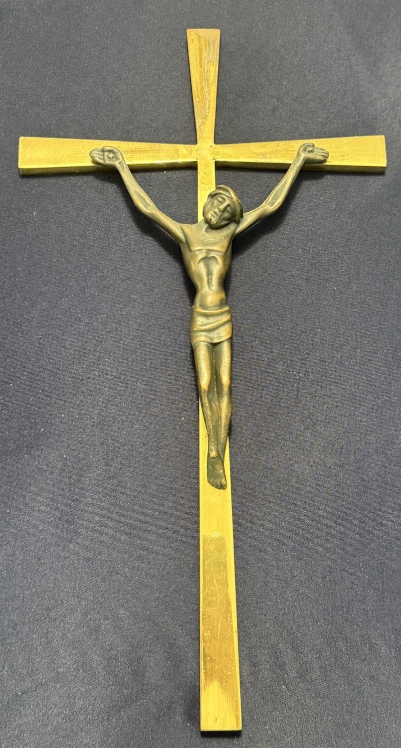 *VINTAGE CATHOLIC CHURCH PROCESSIONAL CRUCIFIX TOPPER 11 5/8” *VINTAGE CATHOLIC CHURCH PROCESSIONAL CRUCIFIX TOPPER 11 5/8”