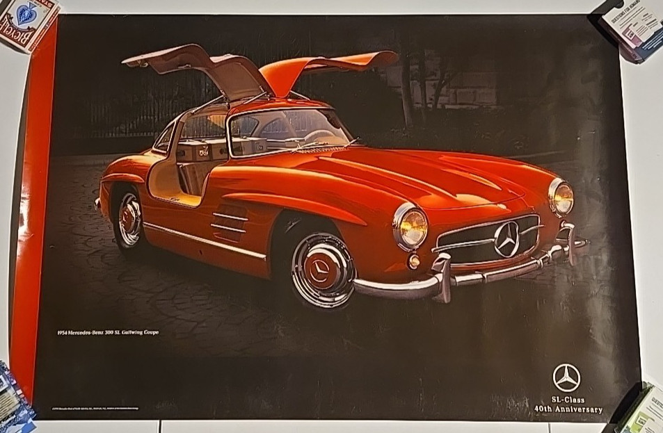 Vintage 1994 Mercedes-Benz 300SL Gullwing Coupe POSTER 24x36" SL Class 40th Ann