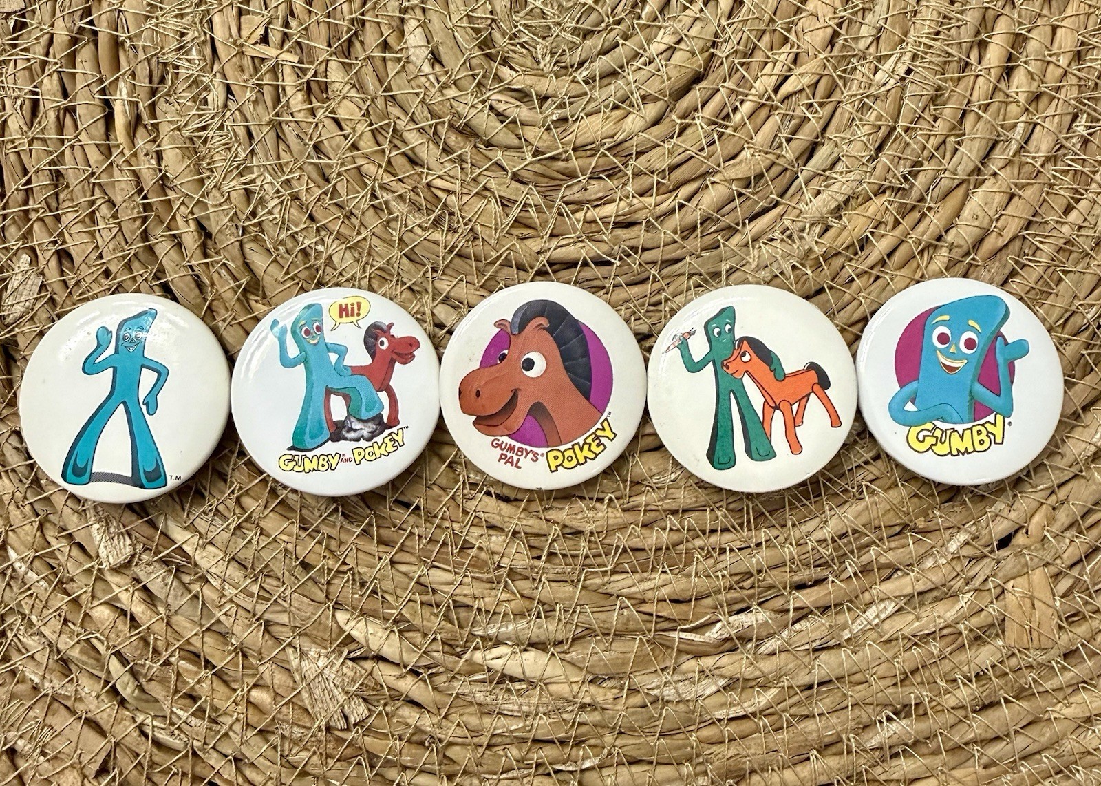 Vintage 1980s Gumby Pokey Pinback Buttons Lot of 5 Art Clokey Cartoon Pins Vintage 1980s Gumby Pokey Pinback Buttons Lot of 5 Art Clokey Cartoon Pins