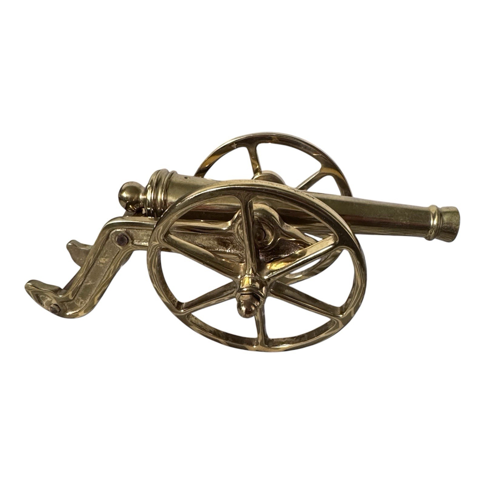 Vintage Solid Brass Cannon 10" Field Artillery Model Rolling Wheels Decor Vintage Solid Brass Cannon 10" Field Artillery Model Rolling Wheels Decor