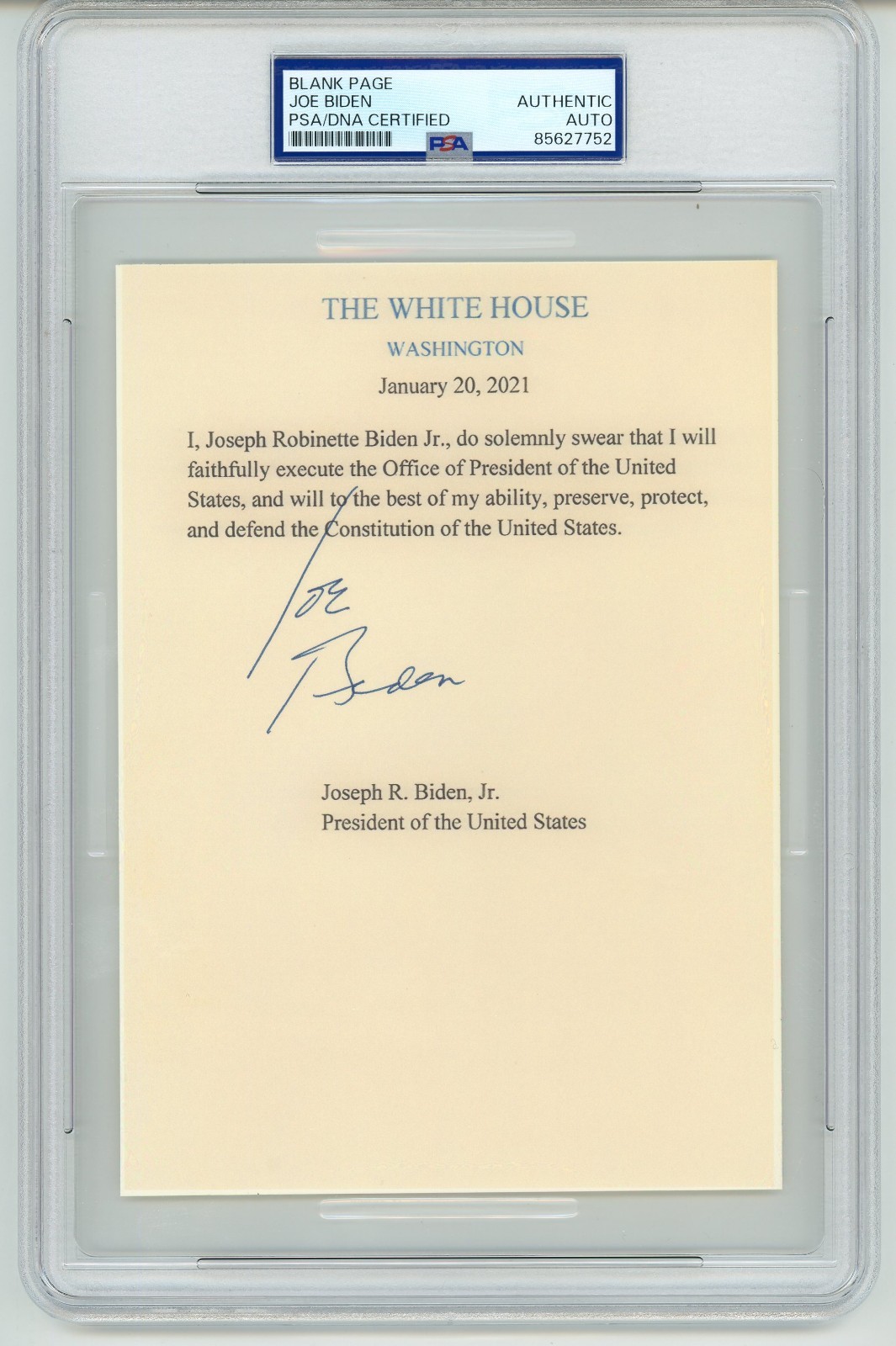 Joe Biden ~ Signed Autographed "Presidential Oath of Office" Print ~ PSA DNA