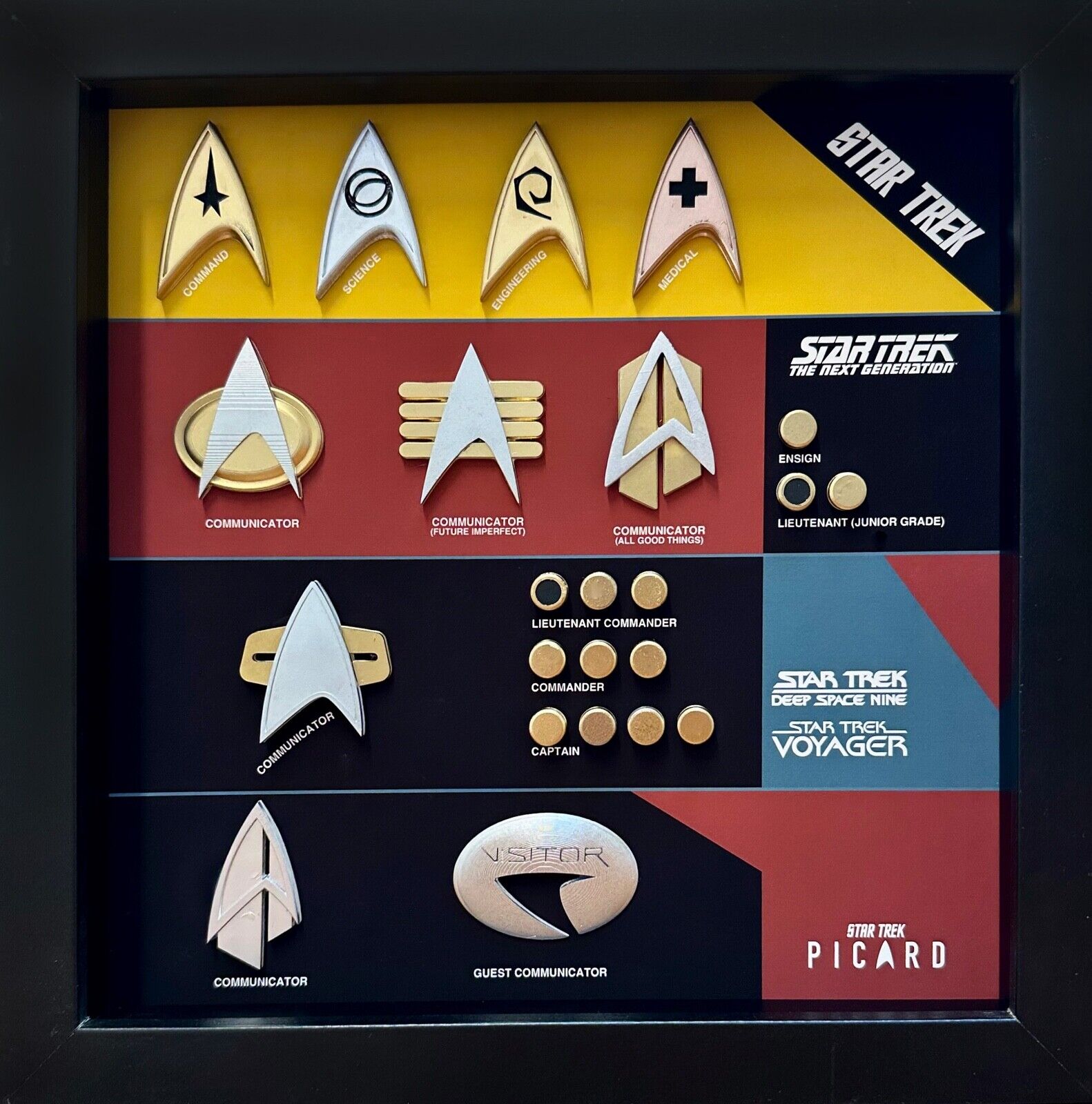 Combadge Display Shadow Box Star Trek, 8.75 x 8.75, Black *Fan Made*