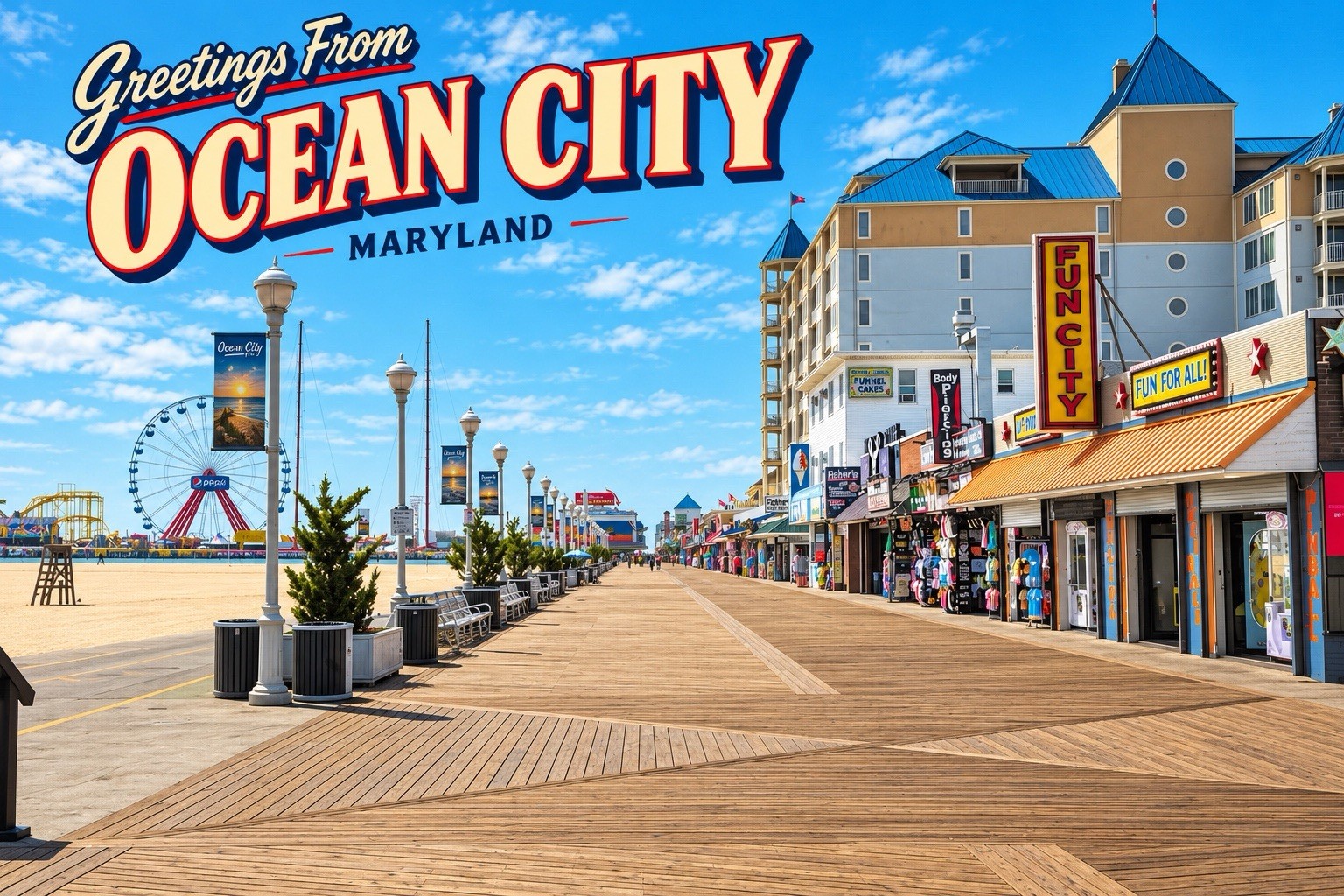 Greetings From Ocean City, MARYLAND Modern Large Letter Postcard E222 Greetings From Ocean City, MARYLAND Modern Large Letter Postcard E222