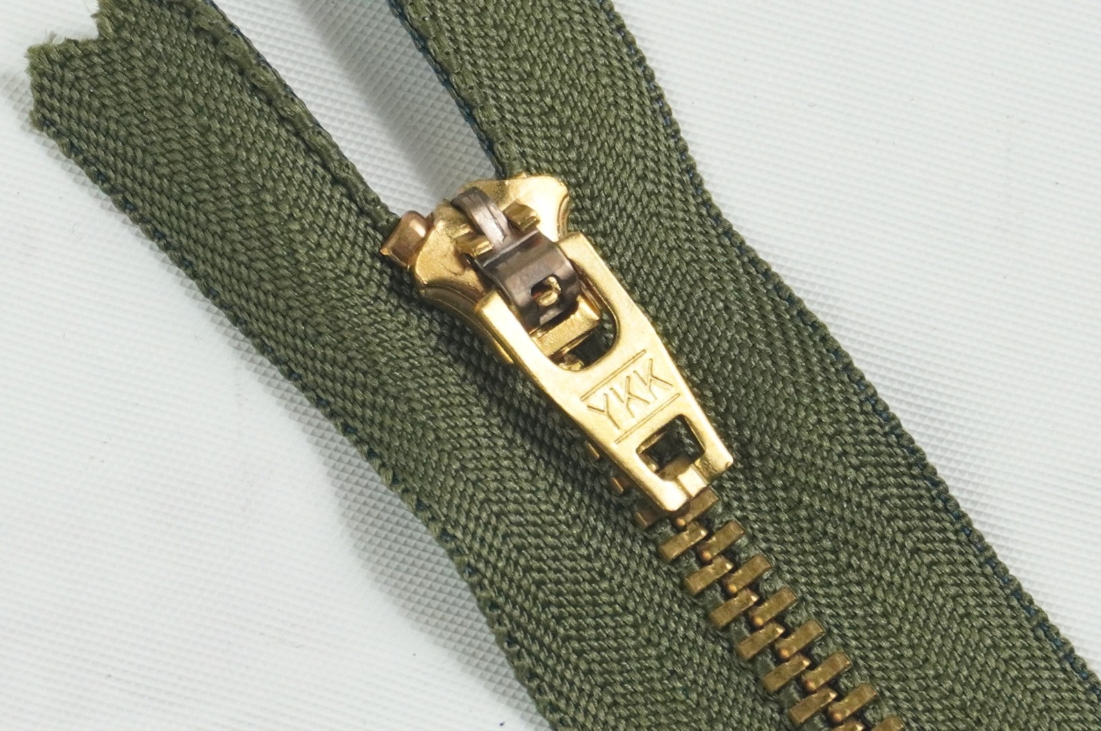 1 pc of  YKK Brass Zipper. Gov't Surplus Vintage 7" Closed-end. 1970s USA