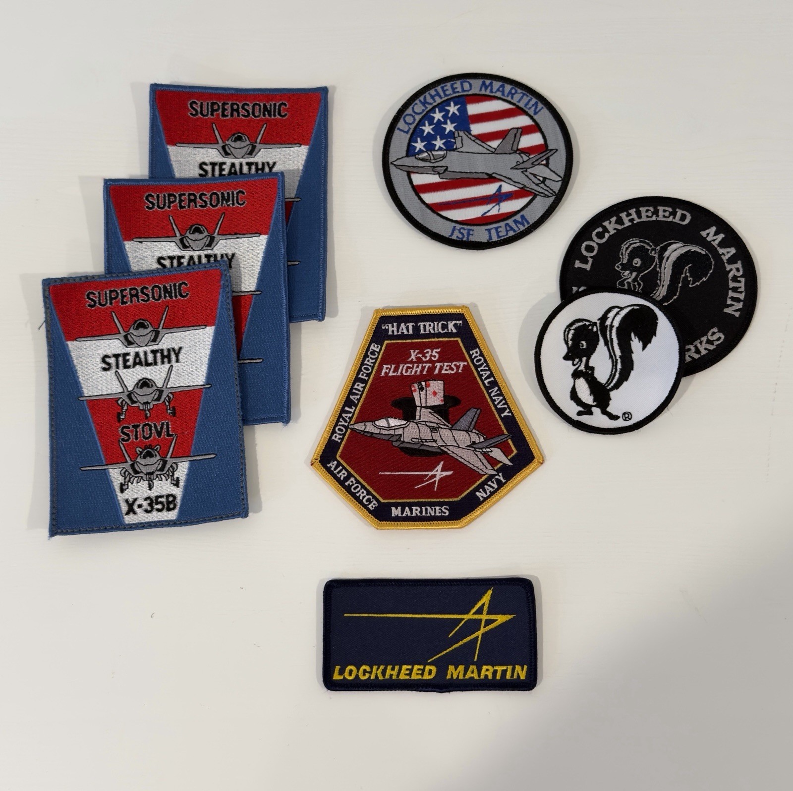 Lot of 8 - Joint Strike Fighter X-35 Lockheed Martin Embroidered Squad Patches Lot of 8 - Joint Strike Fighter X-35 Lockheed Martin Embroidered Squad Patches