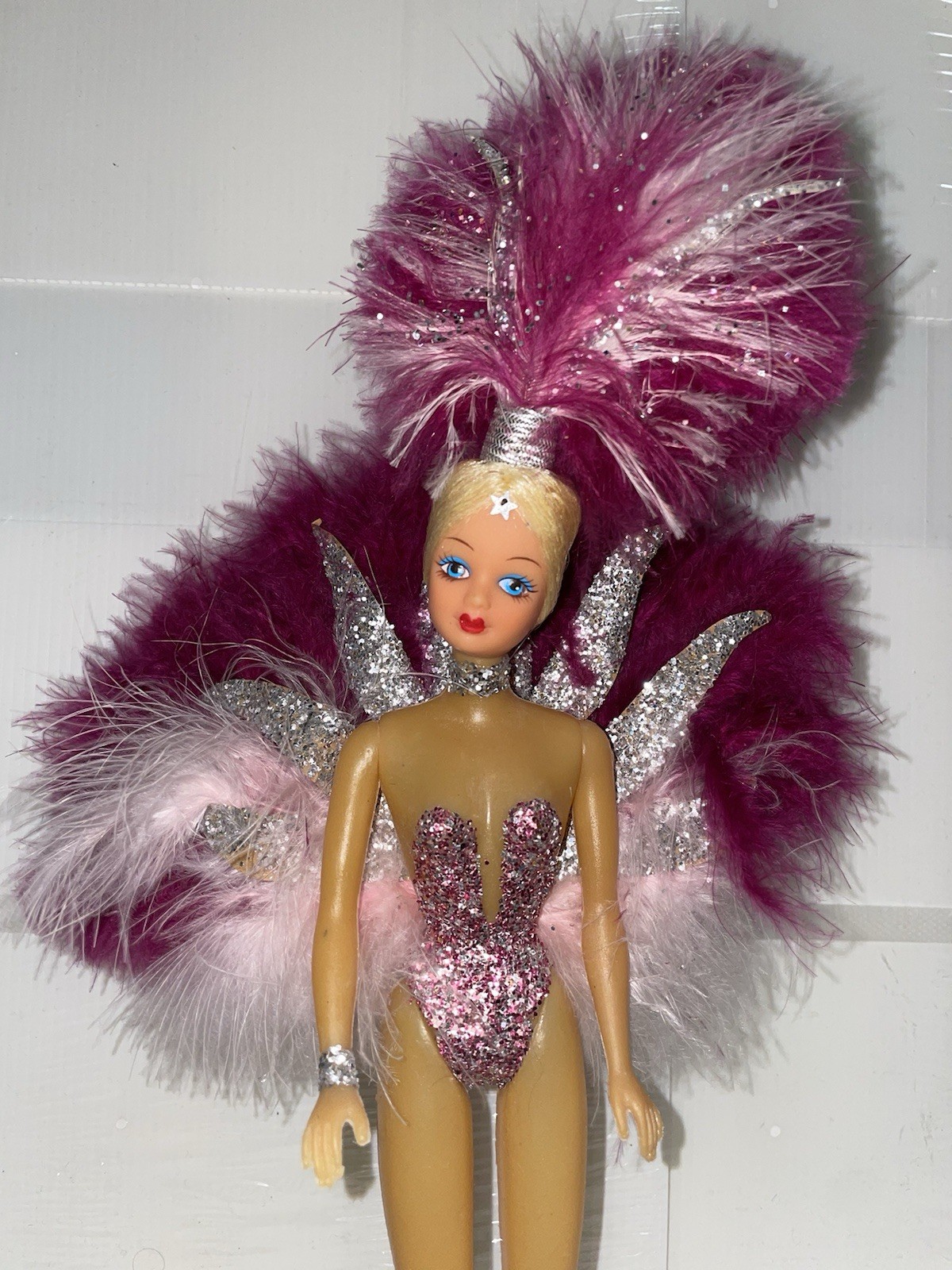 Vintage 1979 Fiona Originals Las Vegas Showgirl Doll Lilac Purple Feathers RARE