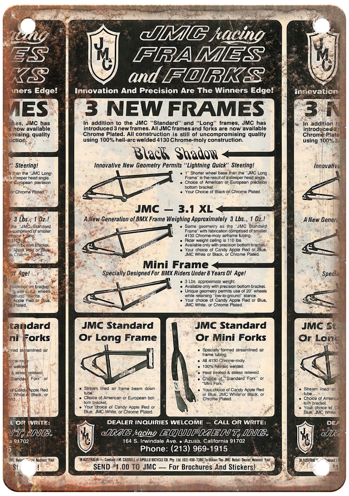 Old School BMX 1981 JMC Vintage Magazine Ad Reproduction Metal Sign B1150