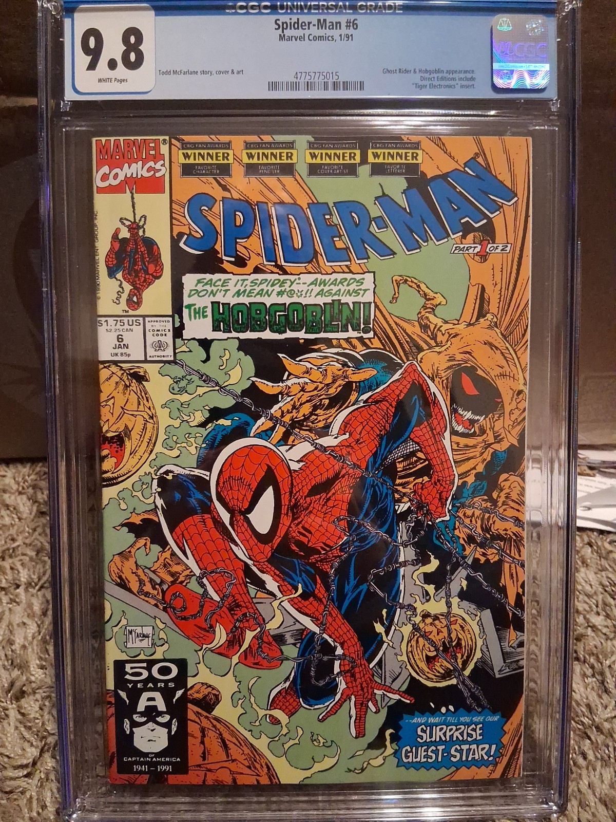 Spiderman 6 cgc 9.8 Marvel 1991 Ghost Rider Hobgoblin Todd McFarlane cover Art