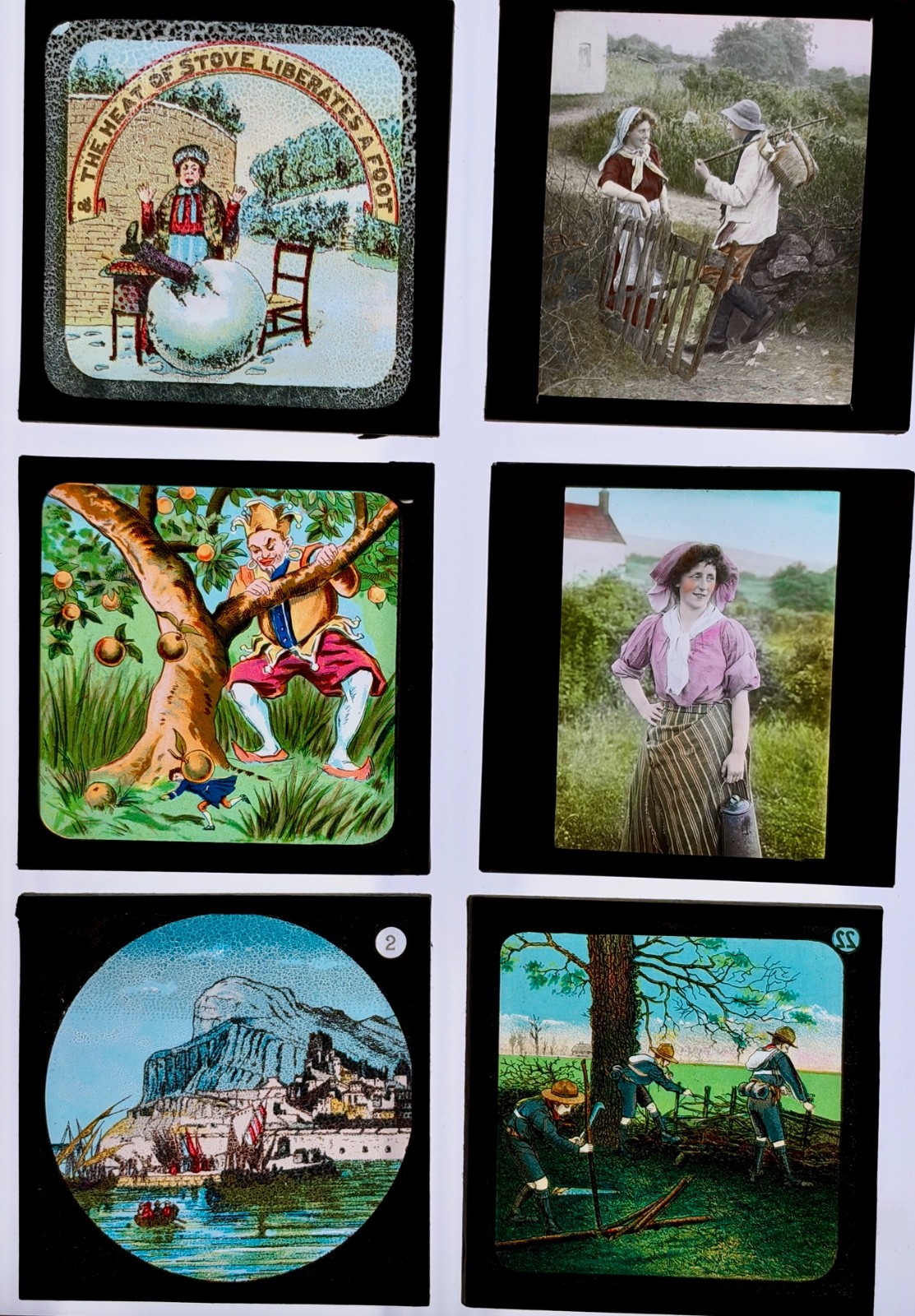 Lot of 6 Random Magic Lantern Glass Slides from the late 1800's-early 1900's Lot of 6 Random Magic Lantern Glass Slides from the late 1800's-early 1900's
