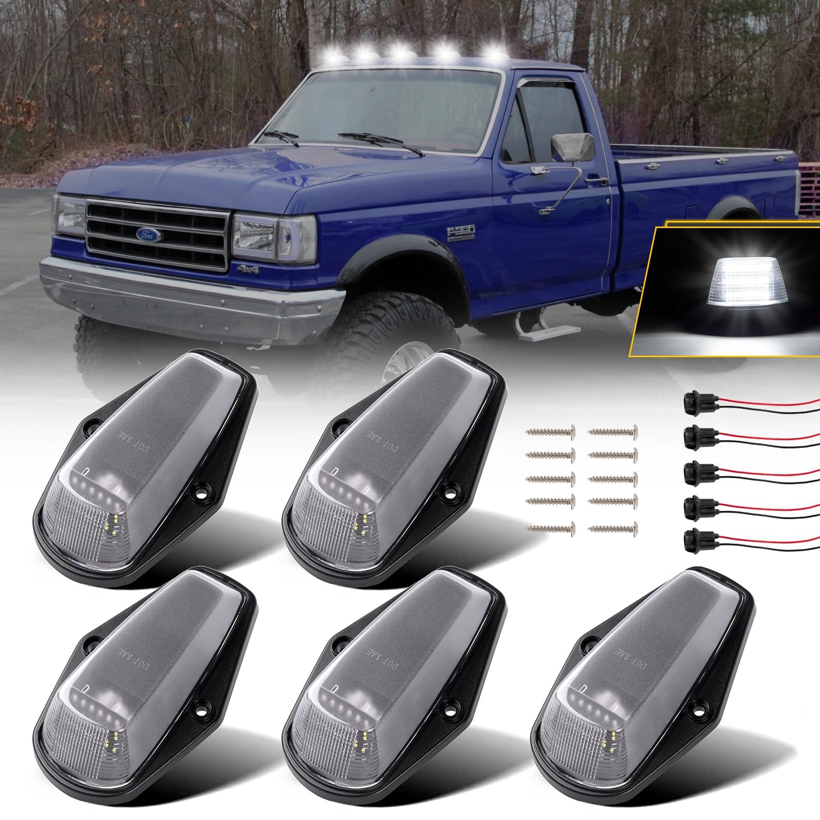 LED Cab Roof Light 5PCS White 18 SMD 2835 for 1973-1997 Ford F150 F250 F350 LED Cab Roof Light 5PCS White 18 SMD 2835 for 1973-1997 Ford F150 F250 F350