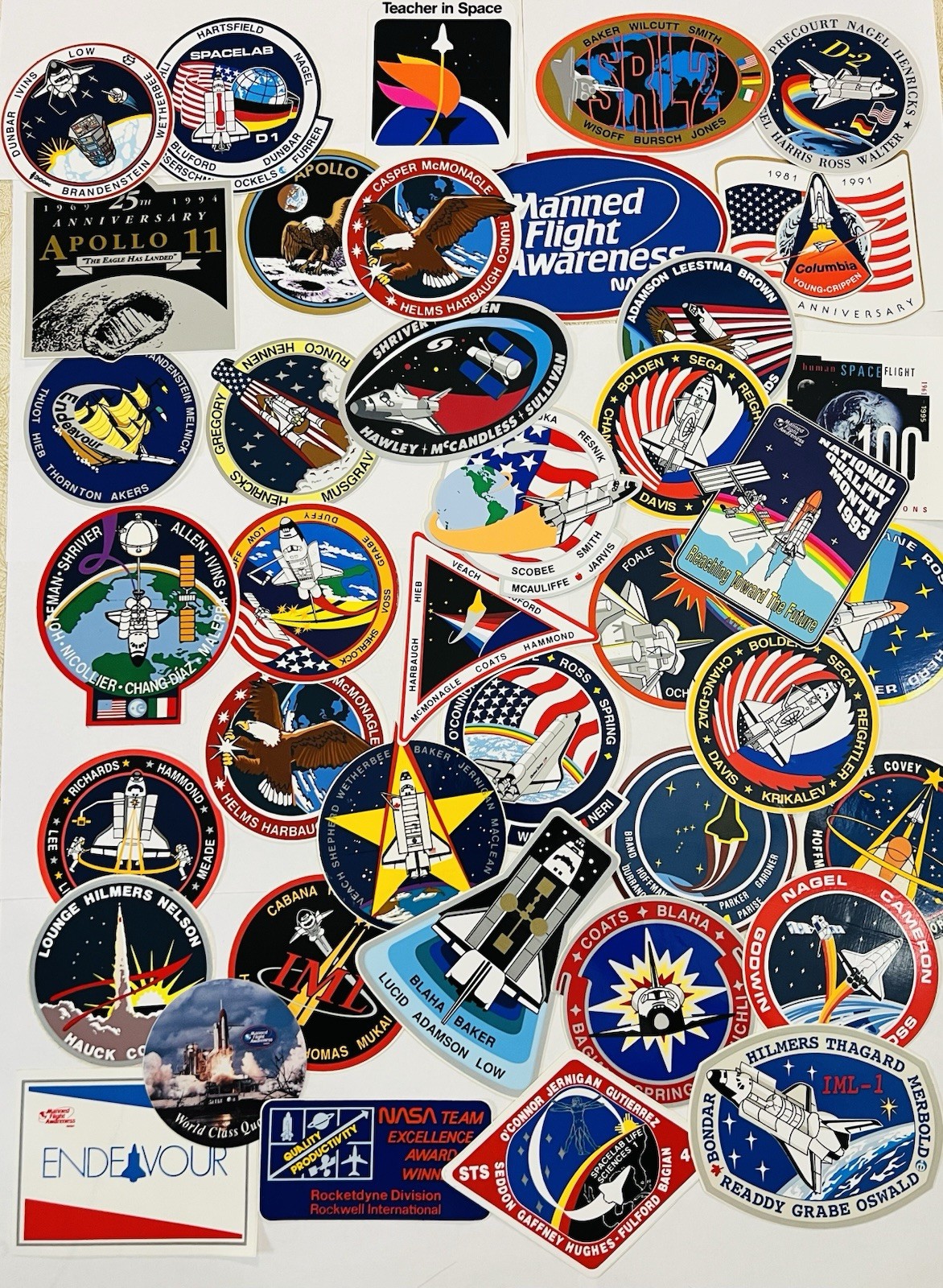 Vintage NASA STS Space Shuttle Mission Patch Stickers Lot 40 Apollo Endeavour Vintage NASA STS Space Shuttle Mission Patch Stickers Lot 40 Apollo Endeavour