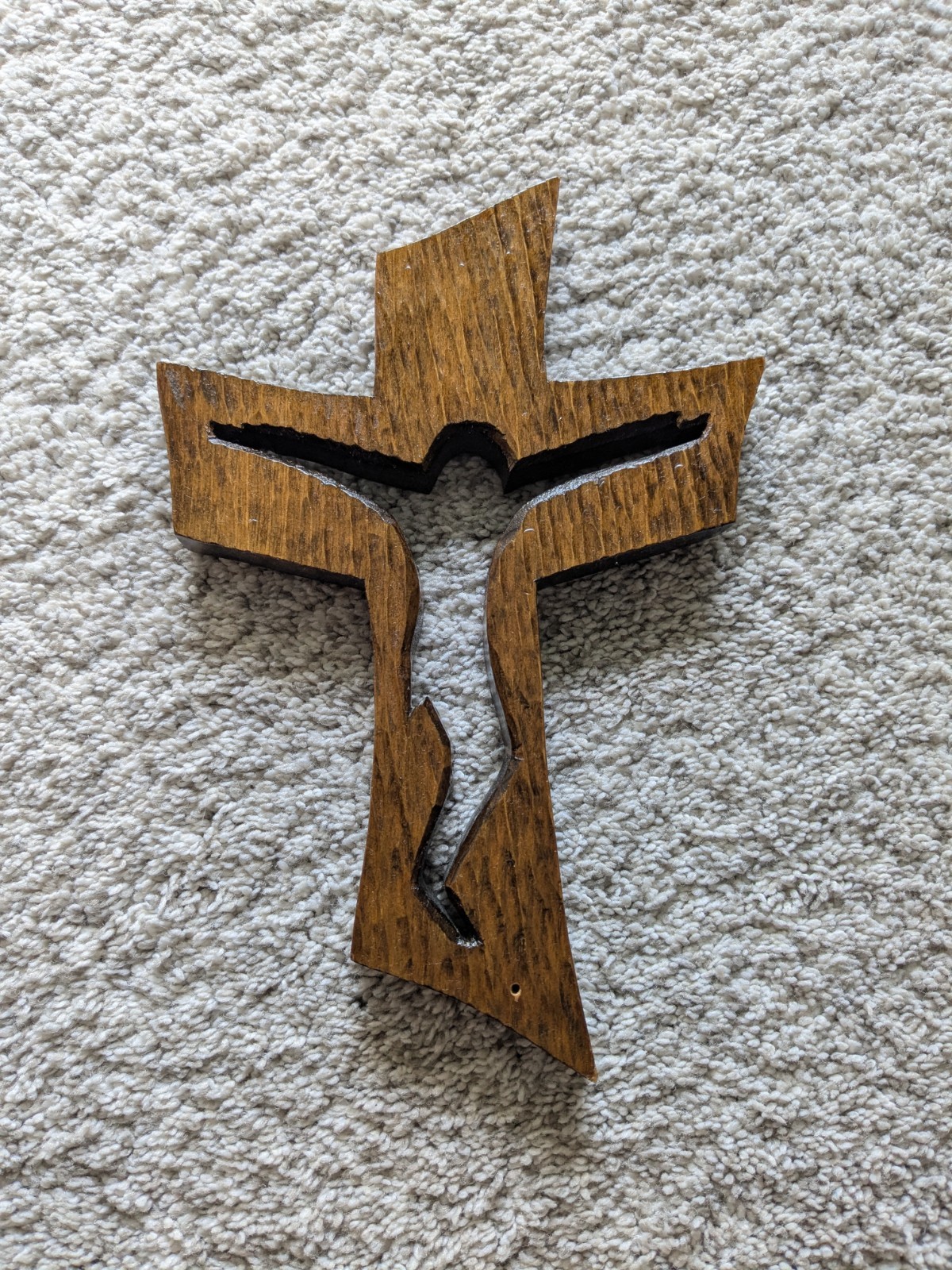 HANDMADE Wooden Cross w/ Jesus cutout , Elegant Form, Rich Oak Wood HANDMADE Wooden Cross w/ Jesus cutout , Elegant Form, Rich Oak Wood