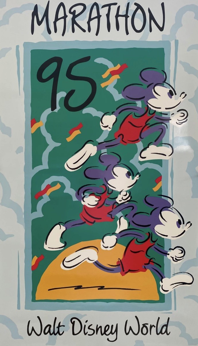 Vintage 1995 Walt Disney World Marathon Mickey Mouse Running Poster 17"x29" New Vintage 1995 Walt Disney World Marathon Mickey Mouse Running Poster 17"x29" New