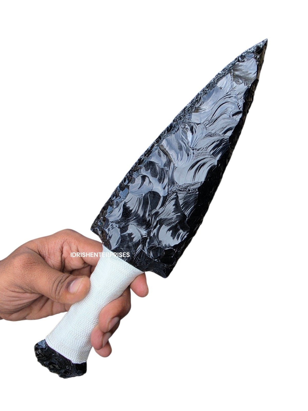 12" Handmade Black Obsidian Knife – Artisan Carved Volcanic Glass Blade. 12" Handmade Black Obsidian Knife – Artisan Carved Volcanic Glass Blade.