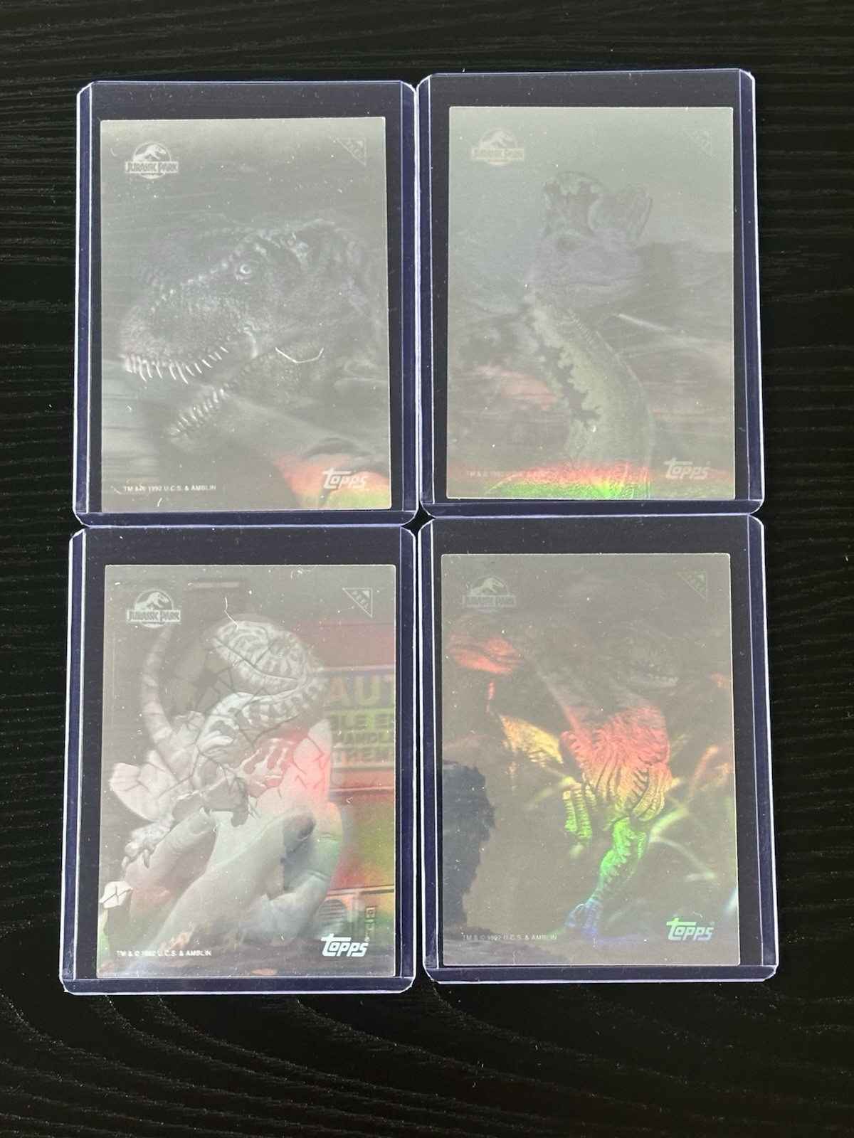 JURASSIC PARK SERIES 1 1993 TOPPS HOLOGRAM SET (4)
