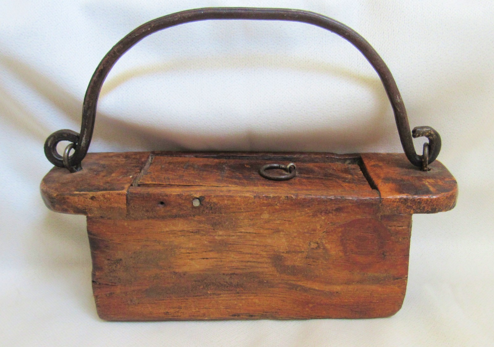 Antique Wooden Conestoga Wagon Wheel Hub Axle Grease Box Pot Hand Wrought Iron Antique Wooden Conestoga Wagon Wheel Hub Axle Grease Box Pot Hand Wrought Iron