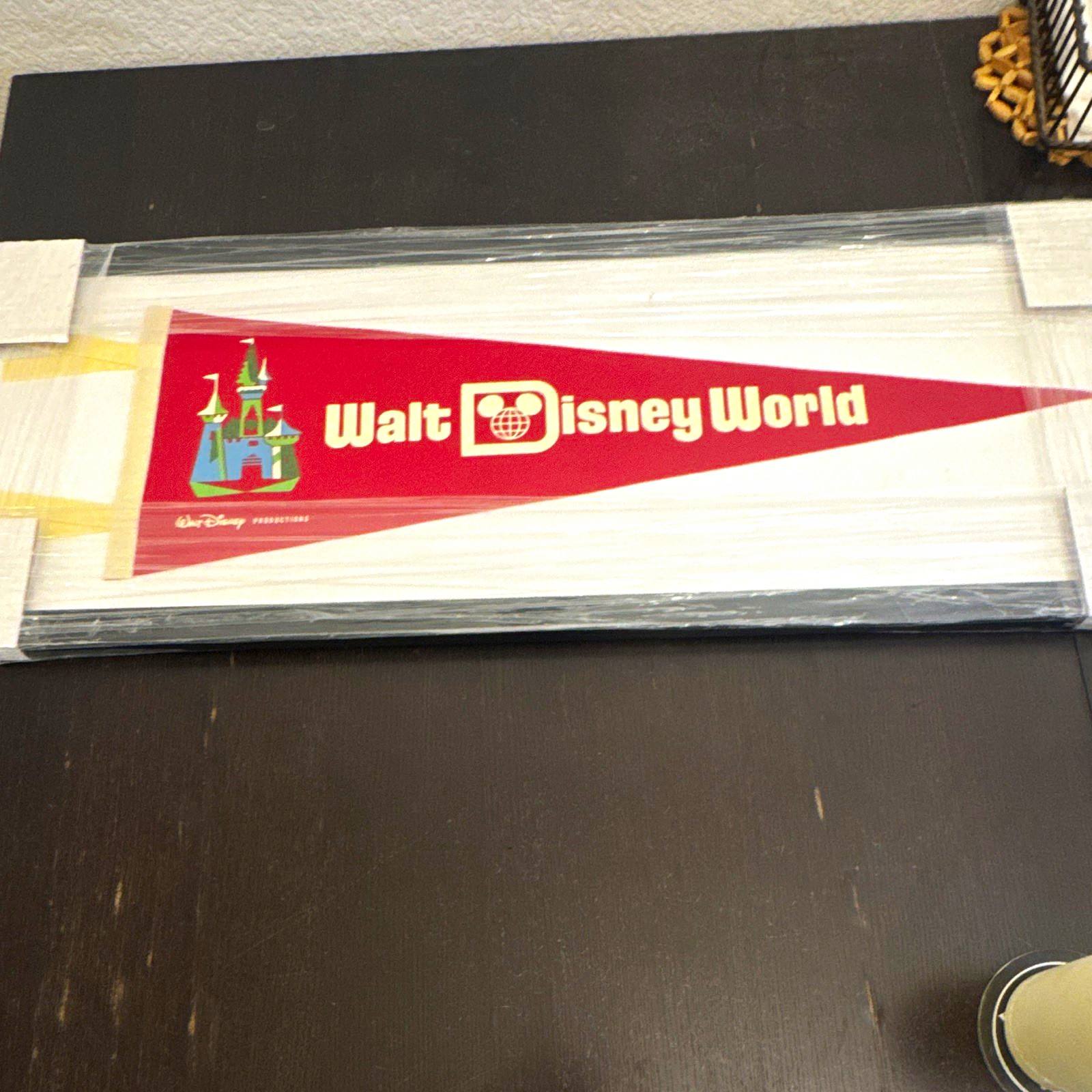 Vintage 1970s Walt Disney Productions Walt Disney World Framed Pennant Vintage 1970s Walt Disney Productions Walt Disney World Framed Pennant