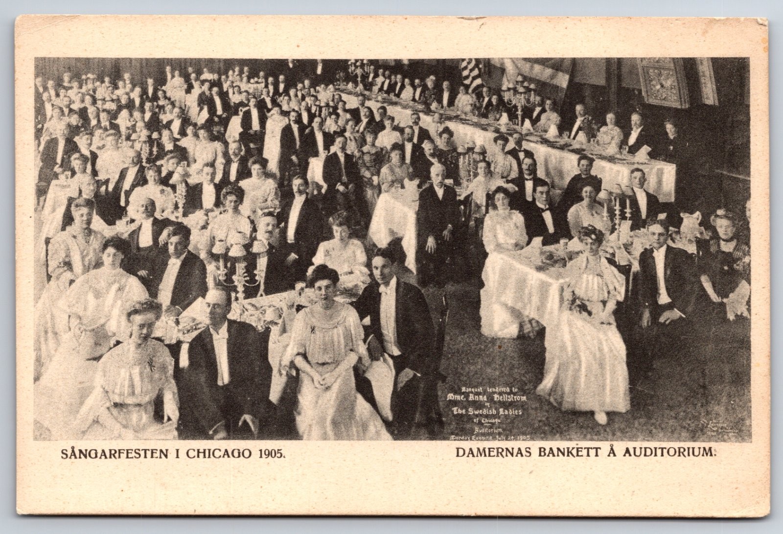 Chicago Illinois Auditorium Swedish Women's Banquet 1905 Postcard