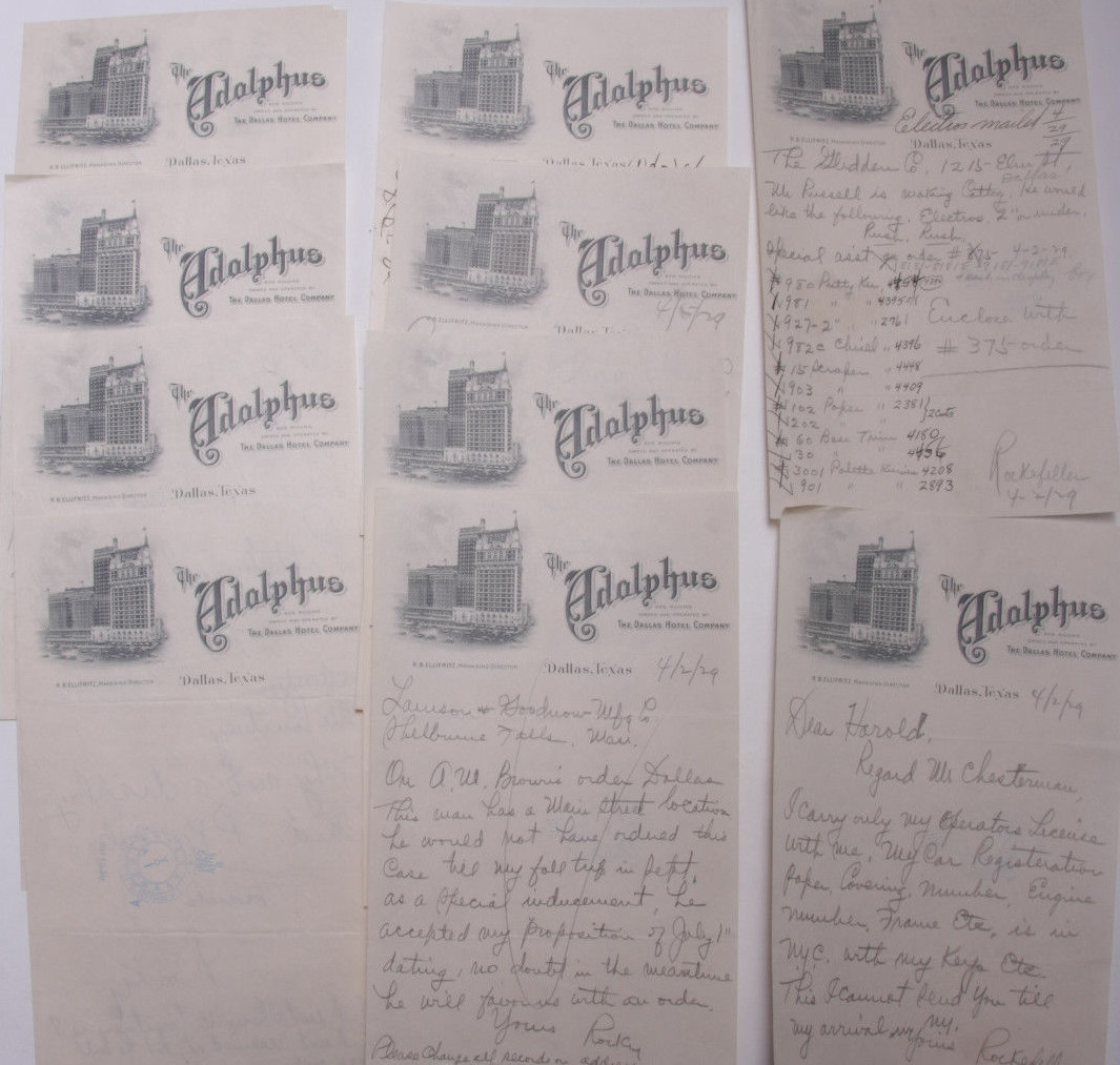 1929 Lamson Goodnow Adalphus Hotel Dallas TX Stationery Ephemera L646B