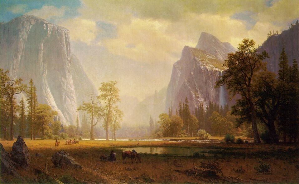 Dream-art Oil painting Looking-Up-The-Yosemite-Valley-1865-67-Albert-Bierstadt-O