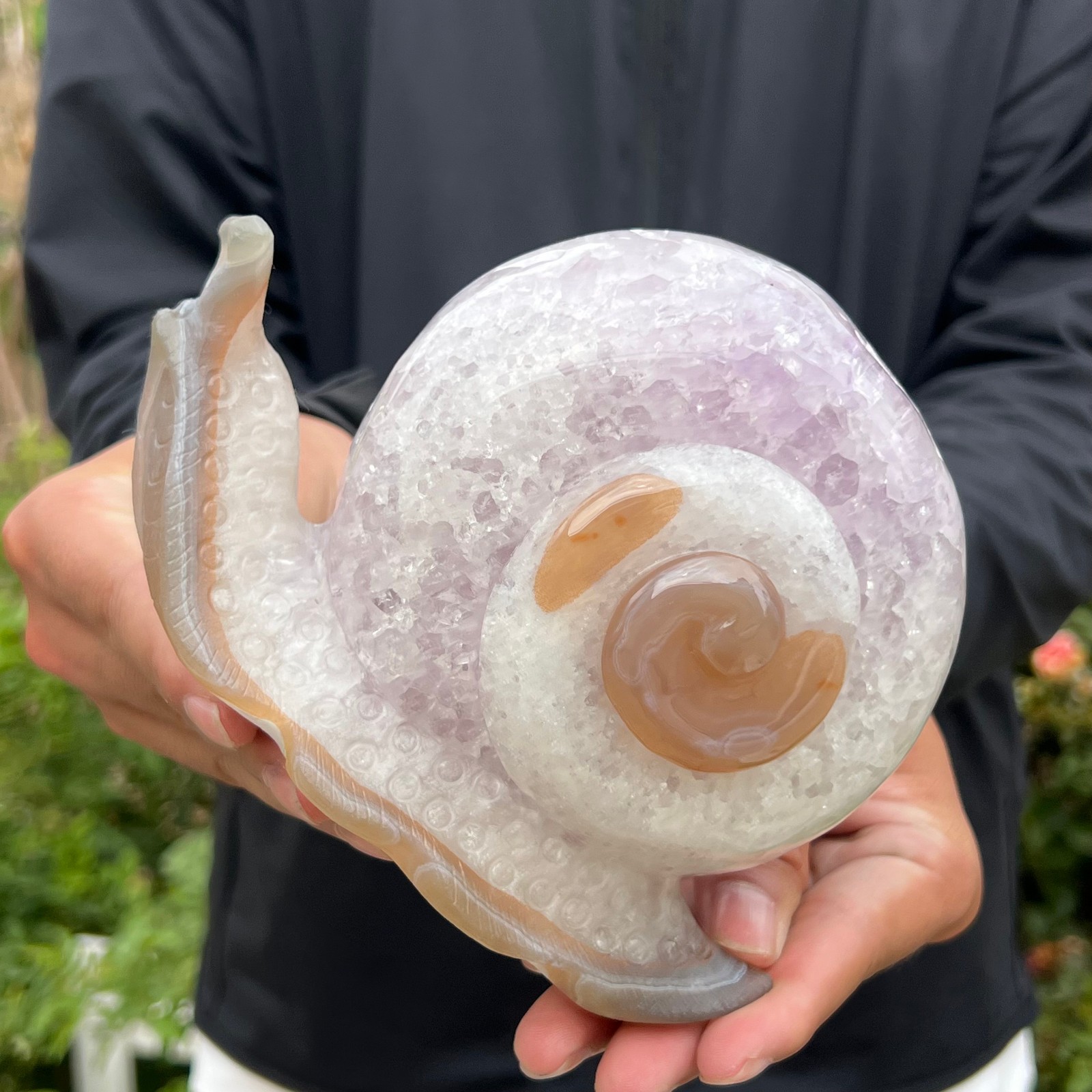 3LB Hand Carved Agate Amethyst Druzy Snail Crystal Animal Statue Healing Decor 3LB Hand Carved Agate Amethyst Druzy Snail Crystal Animal Statue Healing Decor
