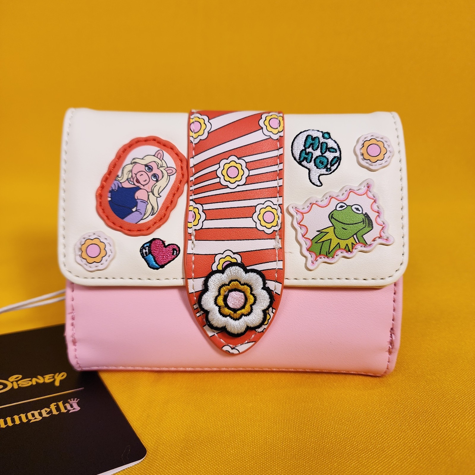 Loungefly The Muppets Character Patches Kermit & Miss Piggy Flap Wallet NEW Loungefly The Muppets Character Patches Kermit & Miss Piggy Flap Wallet NEW