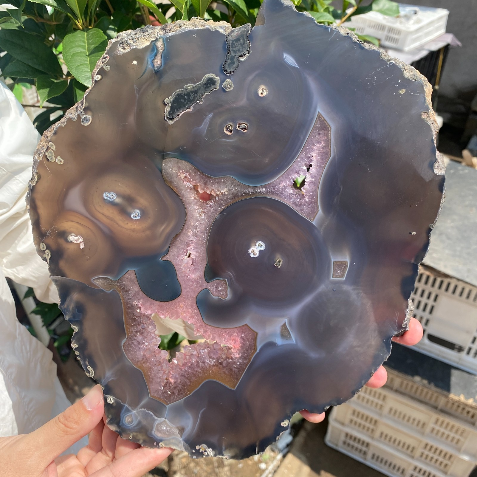 4lb Natural agate amethyst Geode slice quartz crystal specimen healing 4lb Natural agate amethyst Geode slice quartz crystal specimen healing
