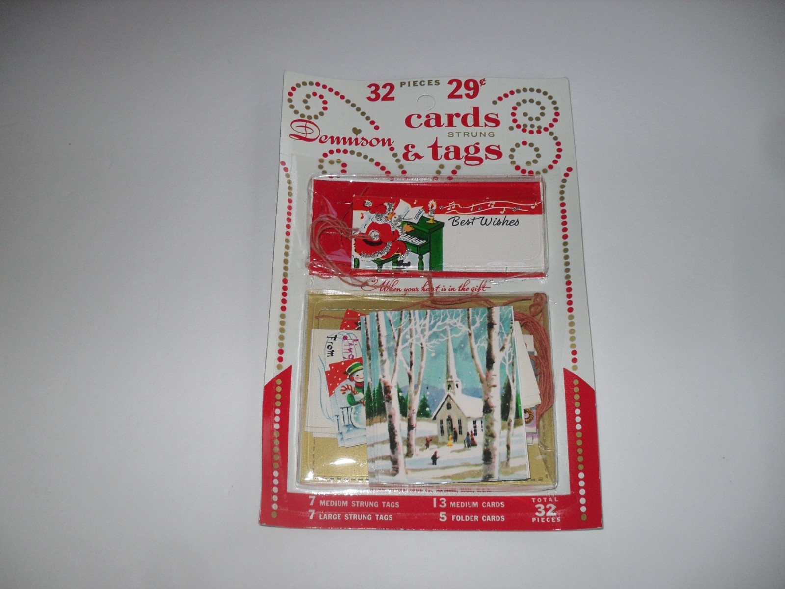 Vintage NOS Dennison 32 Pc. Christmas Gift Cards & Strung Tags Vintage NOS Dennison 32 Pc. Christmas Gift Cards & Strung Tags