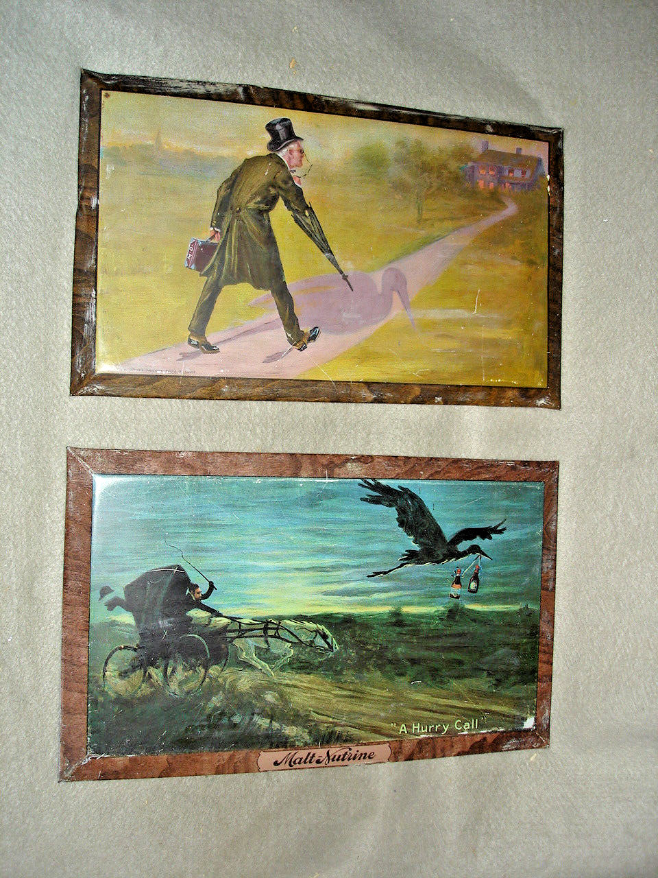 2 different 1900’s ANHEUSER BUSCH Malt Nutrine Tin Over Cardboard Signs 2 different 1900’s ANHEUSER BUSCH Malt Nutrine Tin Over Cardboard Signs