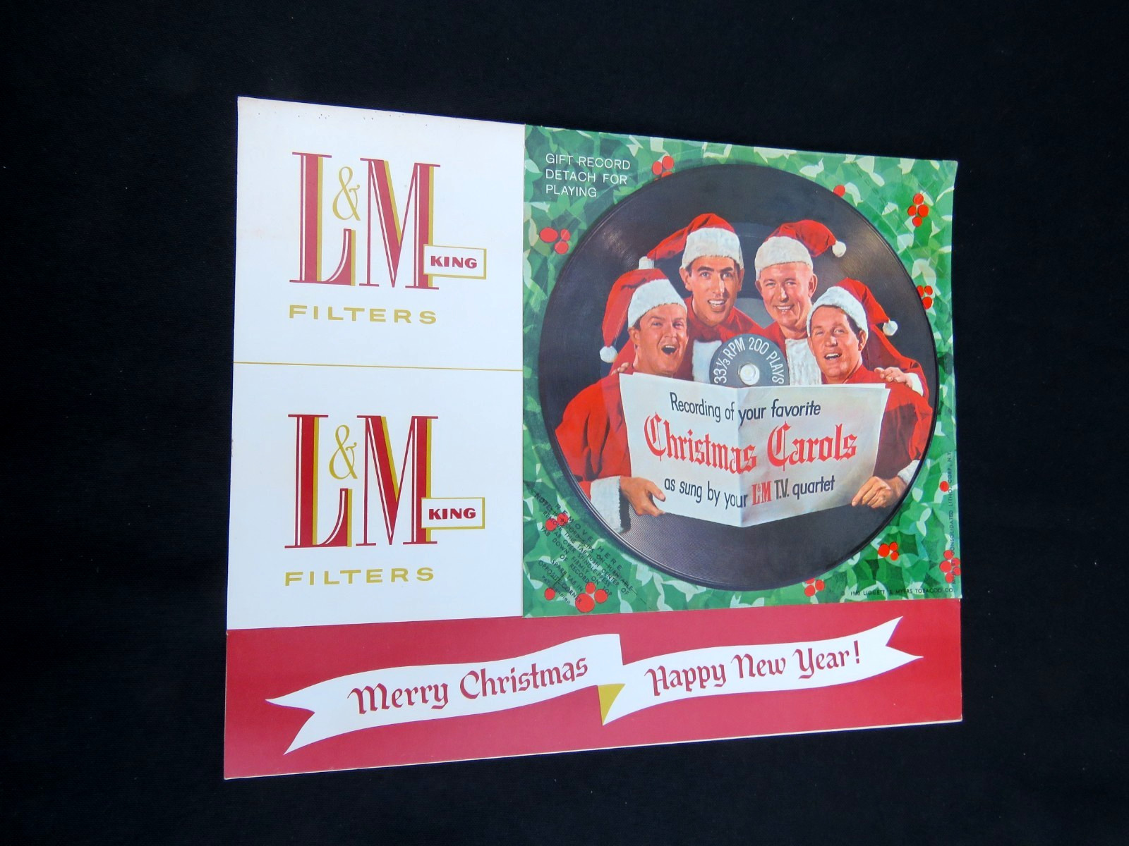 Vintage L & M  Cigarettes T.V Quartet 1960 Flex Disc Promo Christmas Carols