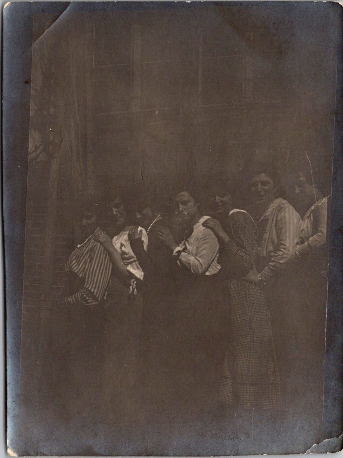 Antique Group of Women Standing Outside Building Photograph Snapshot Photo