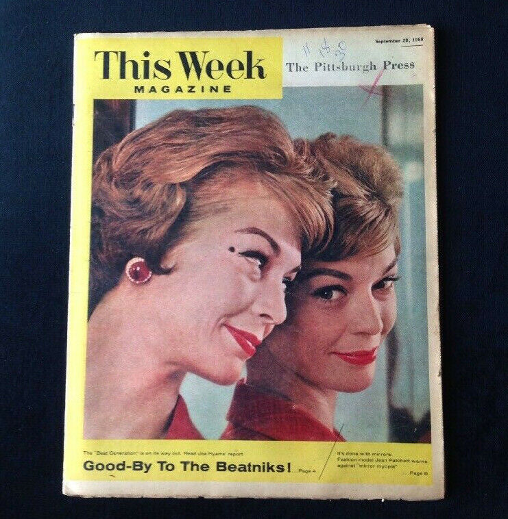 THIS WEEK Magazine - September 28, 1958 - Jean Patchett Cover, Good-by Beatniks