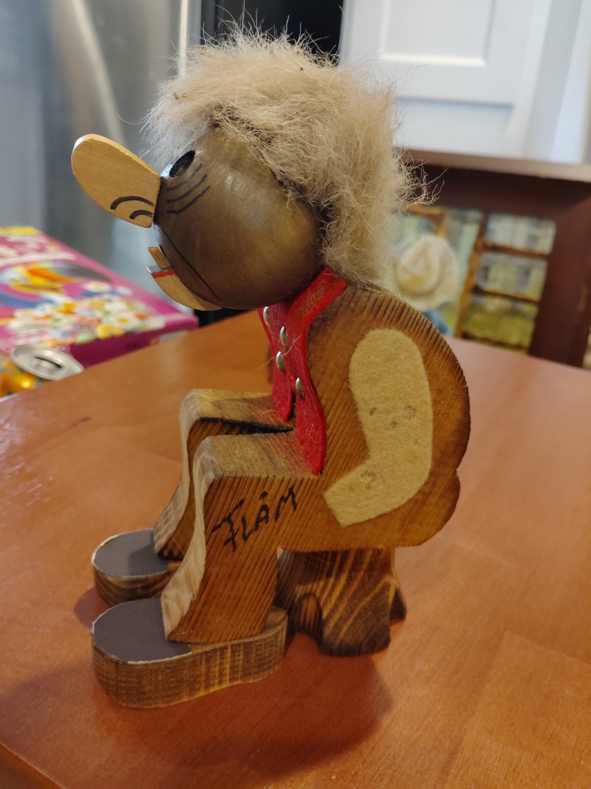 Scandinavian Vintage Handmade Folk Art Wood Troll Match Stick Holder & Striker Scandinavian Vintage Handmade Folk Art Wood Troll Match Stick Holder & Striker