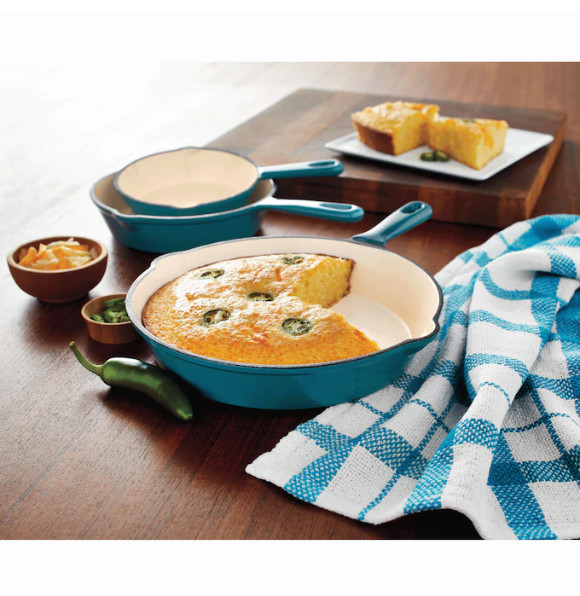 3-Piece Enameled Cast Iron Skillet Set - FreeShipping