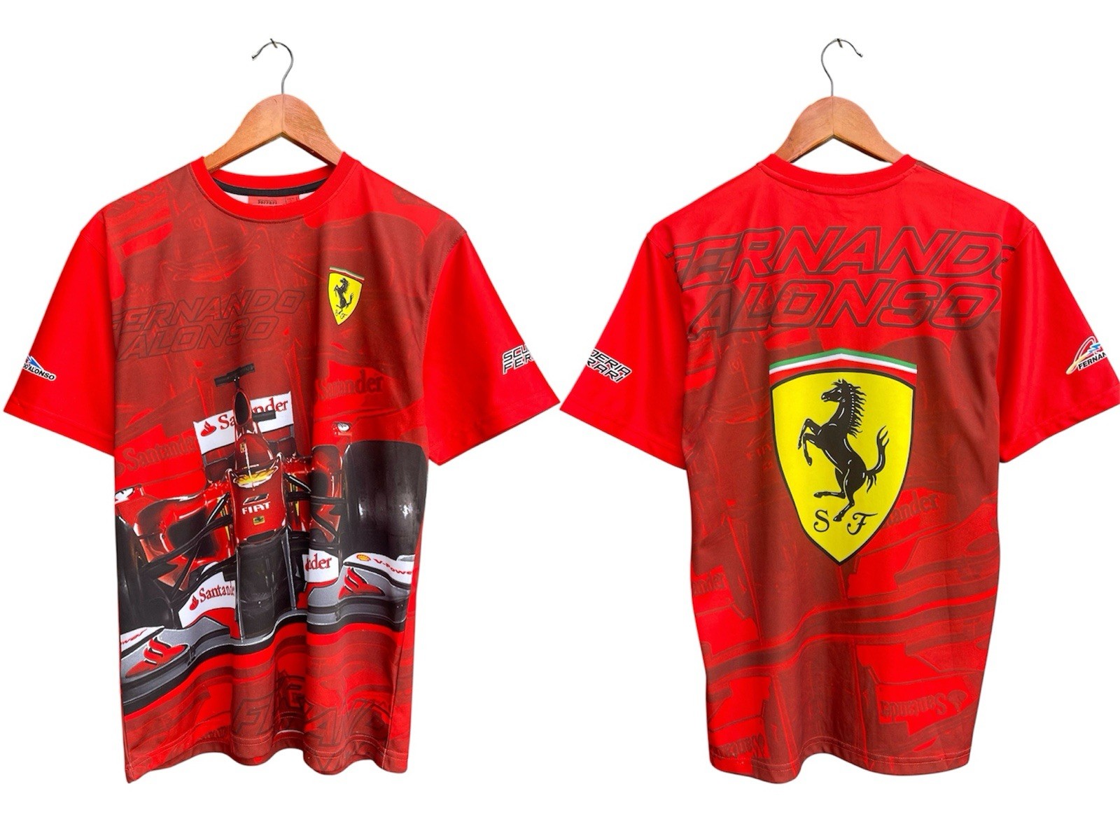 2010-2014 Fernando Alonso Ferrari Official  Formual 1 T-Shirt Short Sleeve Rare