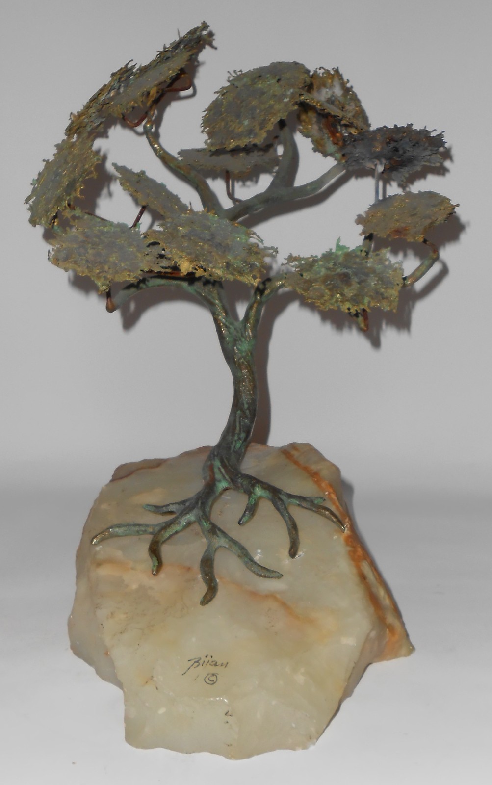 Bijan Metal Smoke Tree Art Sculpture On Agate/Quartz Base Bijan Metal Smoke Tree Art Sculpture On Agate/Quartz Base